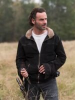 Andrew Lincoln The Walking Dead S05 Brown Leather Jacket