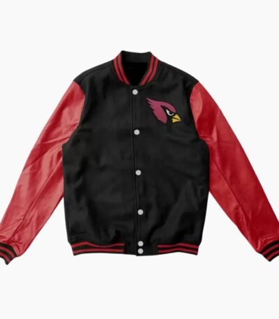 Arizona Cardinals Black and Burgundy Varsity Jacket
