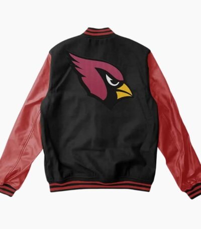 Arizona Cardinals Black and Burgundy Varsity Jacket