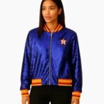 Astros Sequin Glitter Bomber Jacket