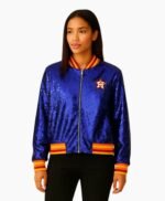 Astros Sequin Glitter Bomber Jacket