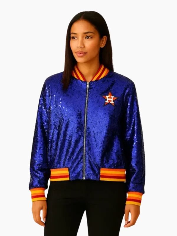 Astros Sequin Glitter Bomber Jacket