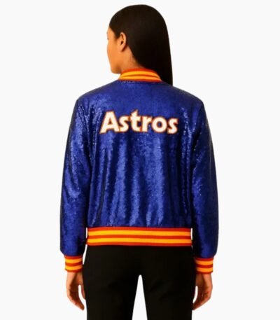 Astros Sequin Glitter Bomber Jacket