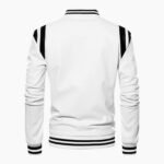 Autumn Winter Bomber Men Leather Jacket White and Black