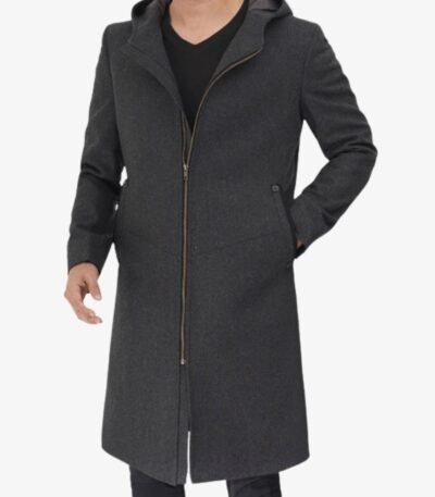 Barry Grey Wool Coat With Hood Mens