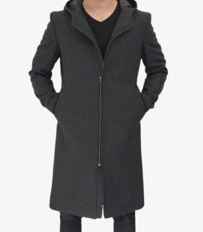 Barry Grey Wool Coat With Hood Mens