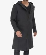 Barry Grey Wool Coat With Hood Mens