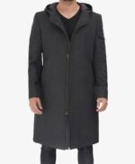 Barry Grey Wool Coat With Hood Mens