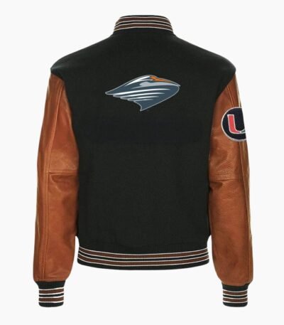 Black Brown Miami Hurricanes Varsity Jacket