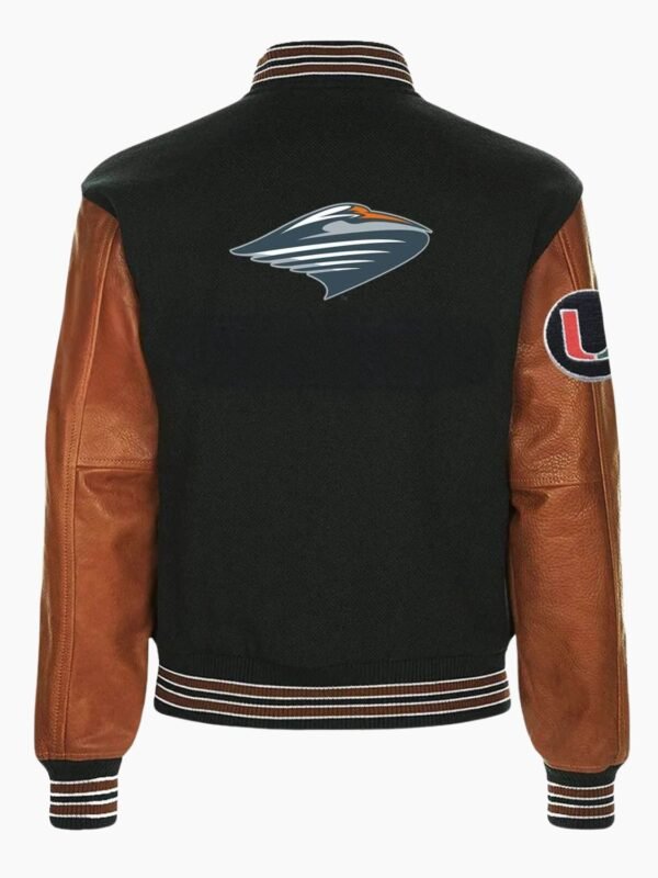Black Brown Miami Hurricanes Varsity Jacket