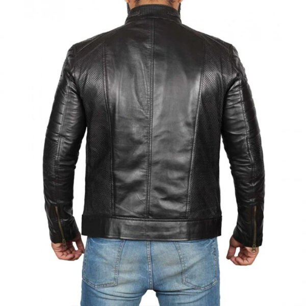 Black Cafe Racer Leather Jacket For Man