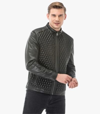Black Diamond Quilted Leather Jacket
