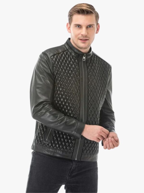 Black Diamond Quilted Leather Jacket