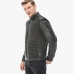 Black Diamond Quilted Leather Jacket