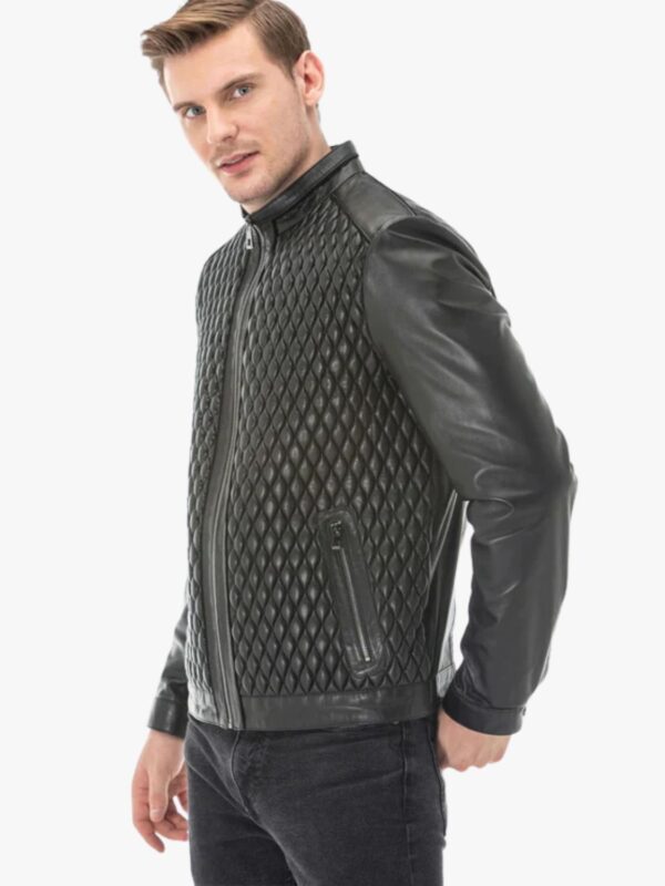 Black Diamond Quilted Leather Jacket
