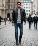 Black Leather Jacket With Collars