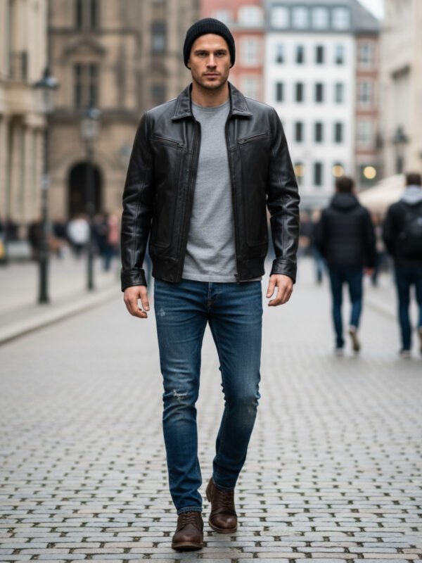 Black Leather Jacket With Collars