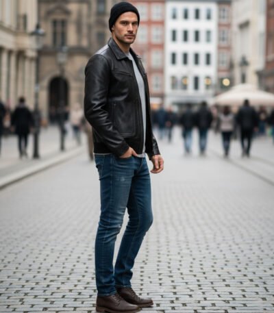 Black Leather Jacket With Collars