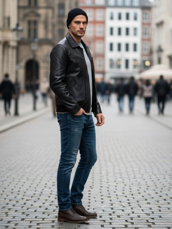 Black Leather Jacket With Collars