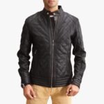 Black Leather Quilted Jacket