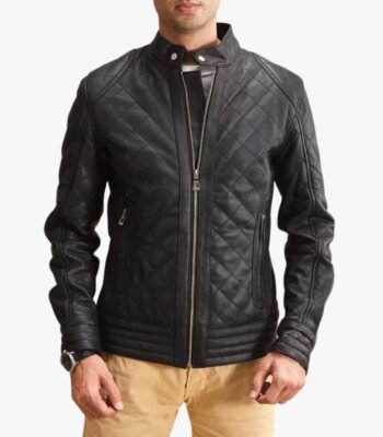 Black Leather Quilted Jacket