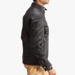 Black Leather Quilted Jacket
