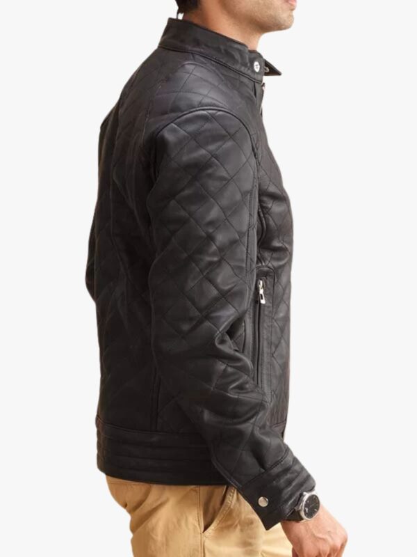 Black Leather Quilted Jacket