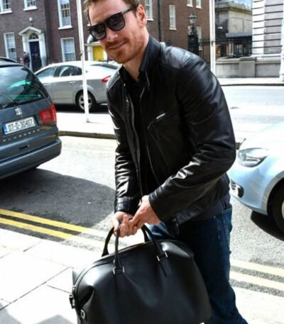 Black Michael Fassbender Leather Jacket For Men