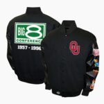 Black Oklahoma Sooners Big 8 Conference Varsity Jacket USA