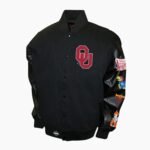 Black Oklahoma Sooners Big 8 Conference Varsity Jacket USA