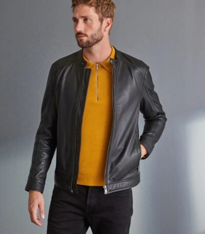 Black Signature Leather Racer Jacket