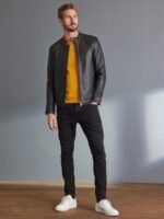 Black Signature Leather Racer Jacket