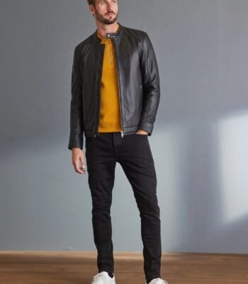 Black Signature Leather Racer Jacket