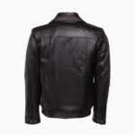 Brown And Black Aviator Style Leather Jacket With Spread Collars