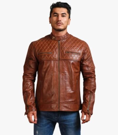 Brown Biker Quilted Leather Jacket