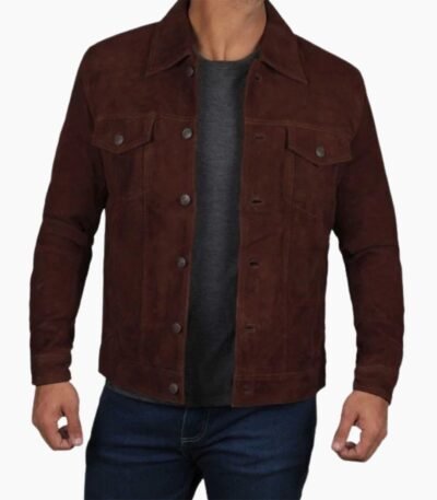 Brown Suede Leather Jacket for Men