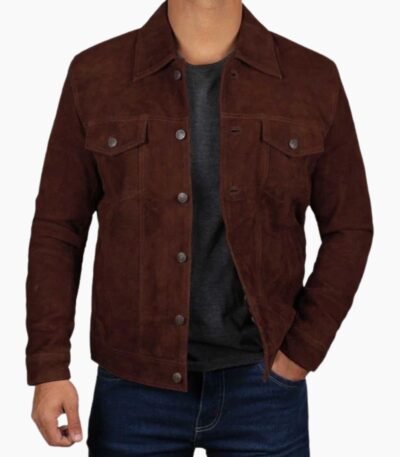 Brown Suede Leather Jacket for Men