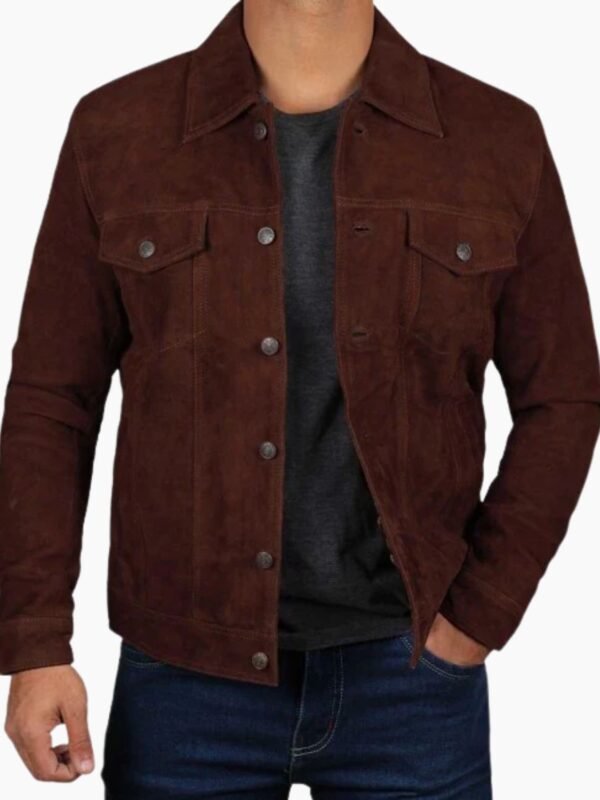 Brown Suede Leather Jacket for Men