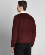 Burgundy Sherpa Trucker Cord Western Jacket