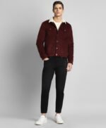 Burgundy Sherpa Trucker Cord Western Jacket