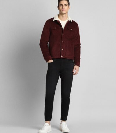 Burgundy Sherpa Trucker Cord Western Jacket