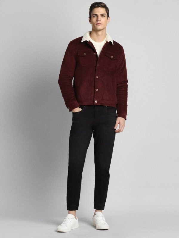 Burgundy Sherpa Trucker Cord Western Jacket