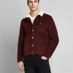 Burgundy Sherpa Trucker Cord Western Jacket