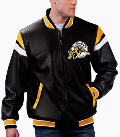 CFL Hamilton Tiger Cats Varsity Leather Jacket