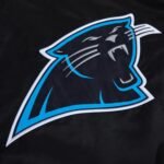 Carolina Panthers Rib Bomber Black Satin Jacket