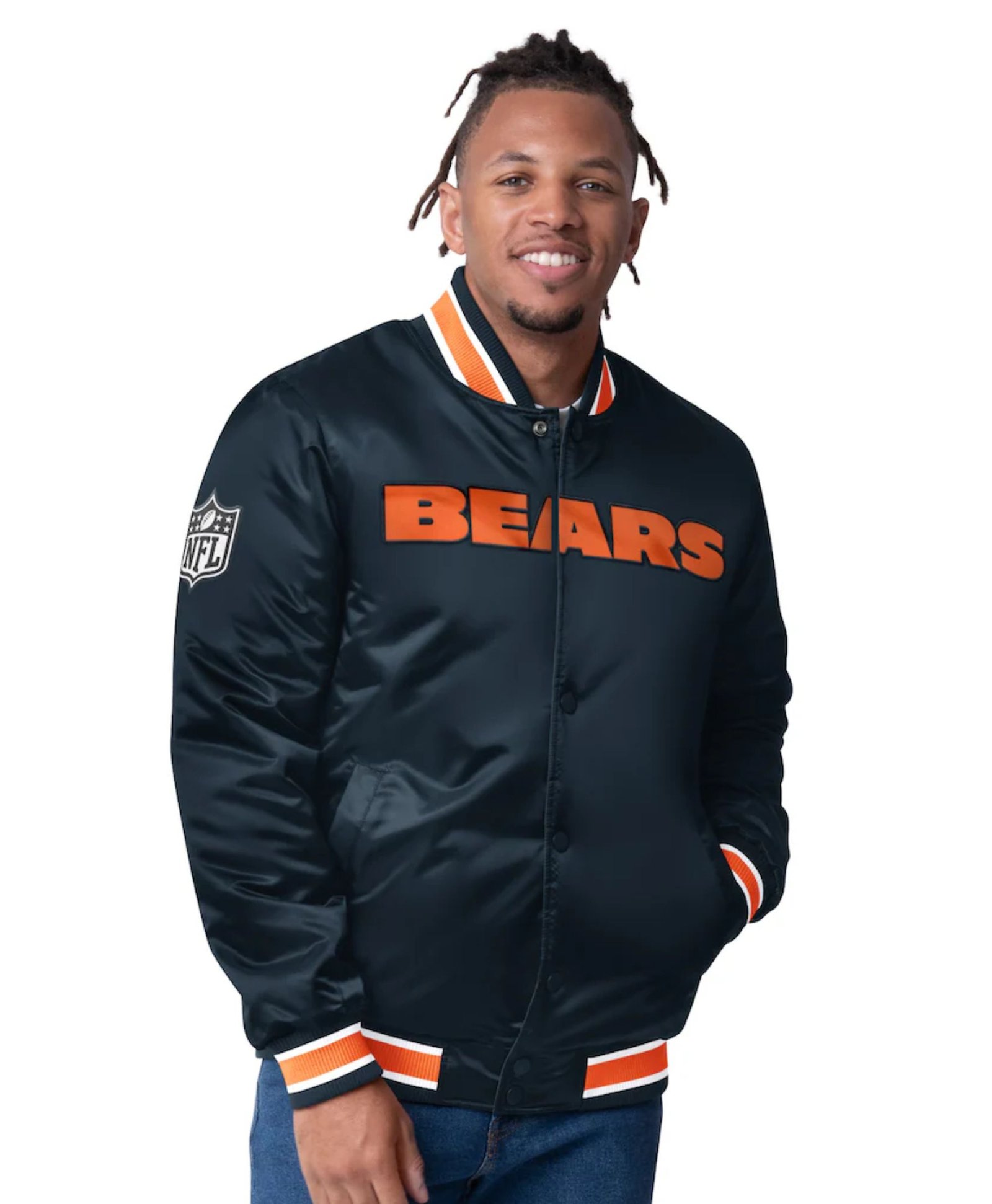 Chicago Bears Closer Navy Satin Jacket Chicago Bears Closer Navy Satin Jacket