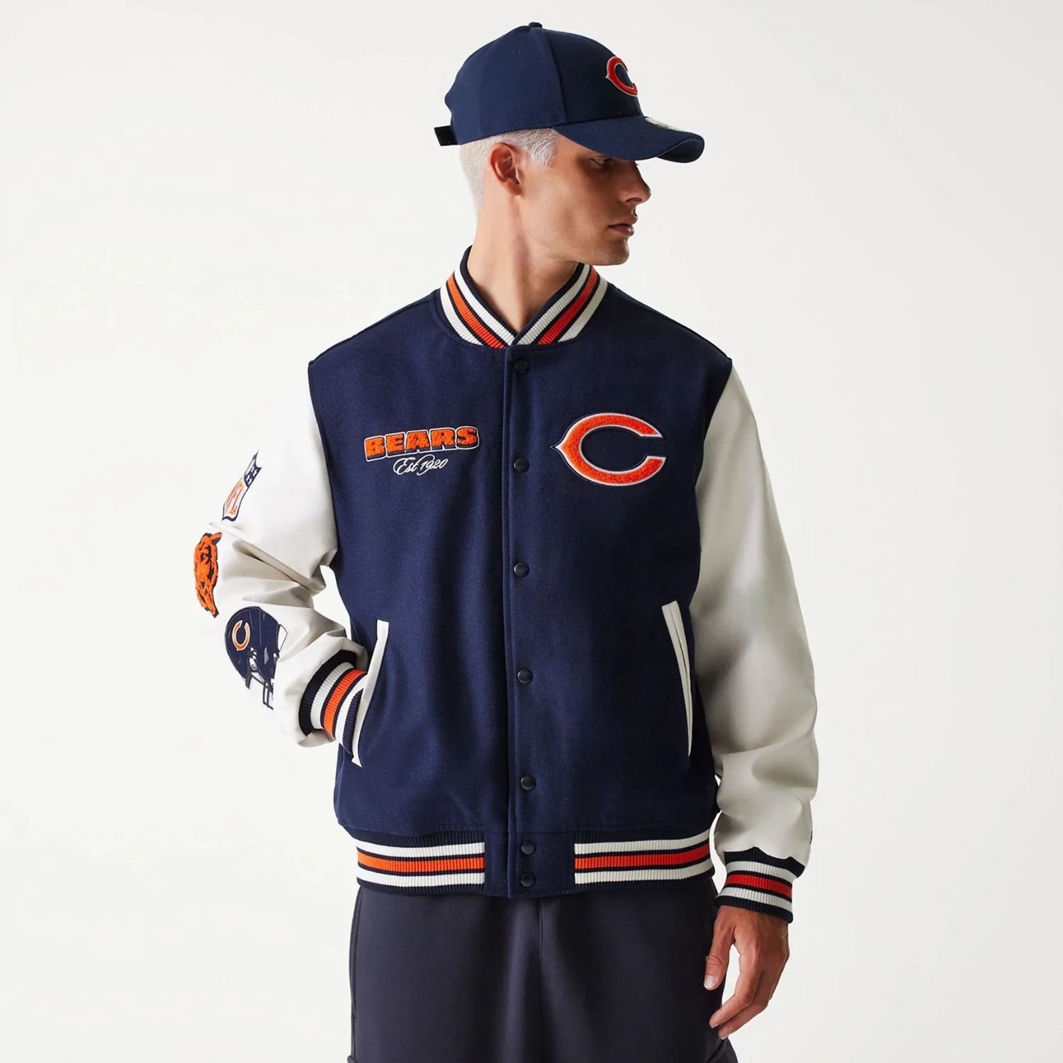 Chicago Bears NFL Navy Varsity Jacket Chicago Bears NFL Navy Varsity Jacket