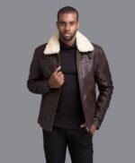 Chocolate Color Real Faux Fur Eskimo Collar Decant Jacket For Men