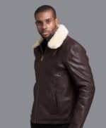 Chocolate Color Real Faux Fur Eskimo Collar Decant Jacket For Men