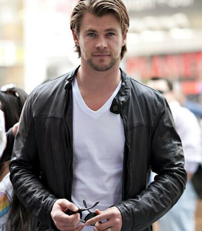 Chris Hemsworth Black Stylish Leather Jacket